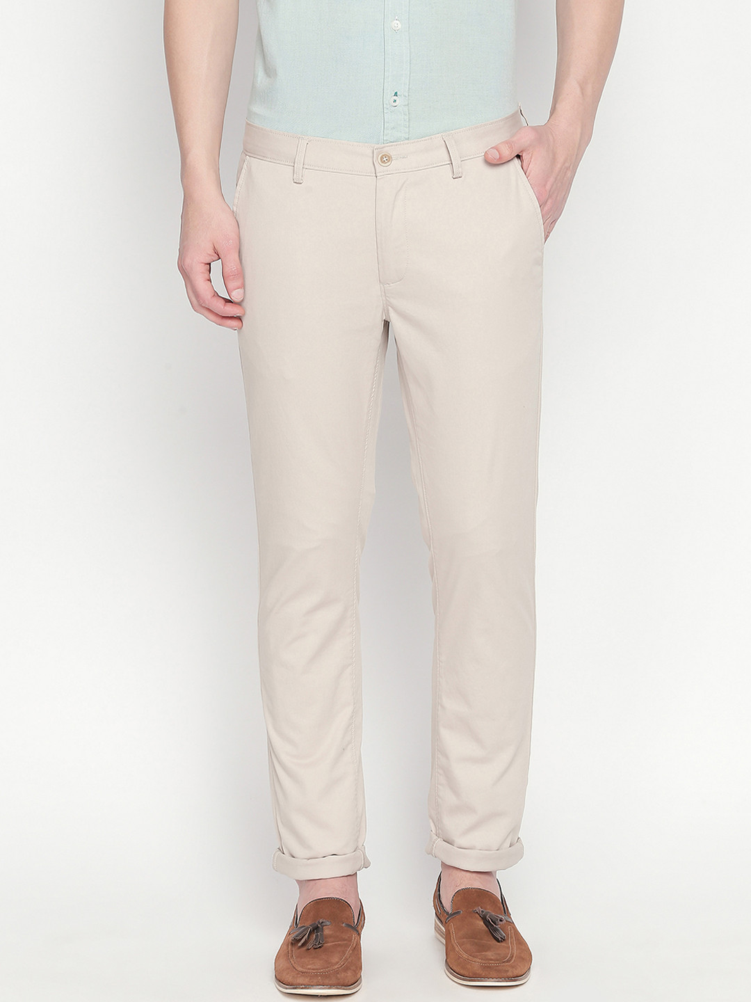 

Basics Men Beige Tapered Fit Solid Regular Trousers