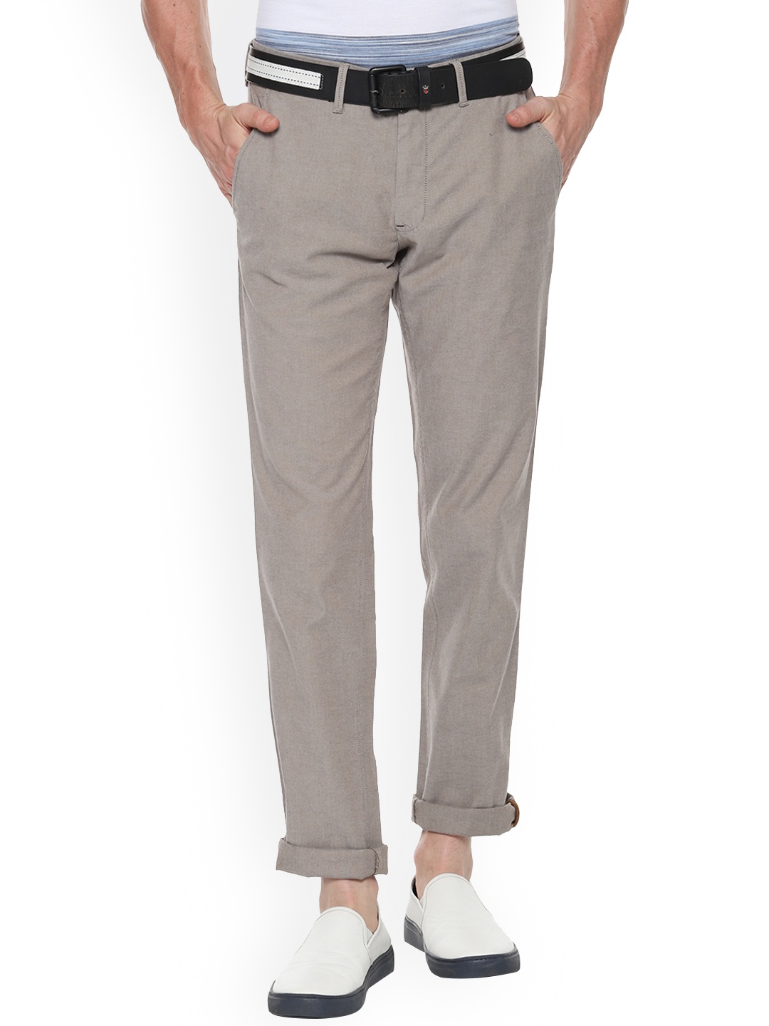 

Louis Philippe Men Grey Slim Fit Solid Regular Trousers