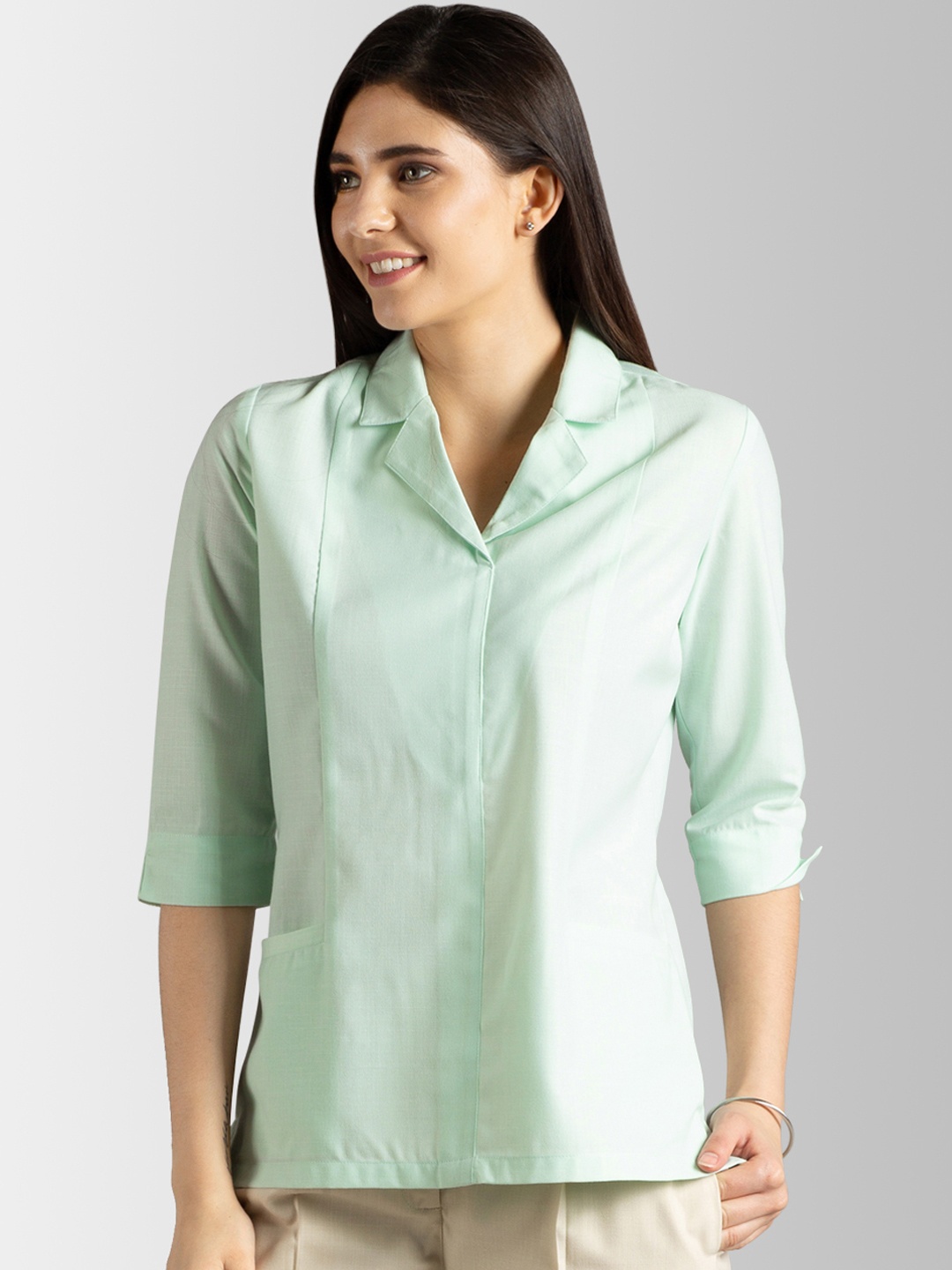 

FableStreet Women Green Solid Shirt Style Top