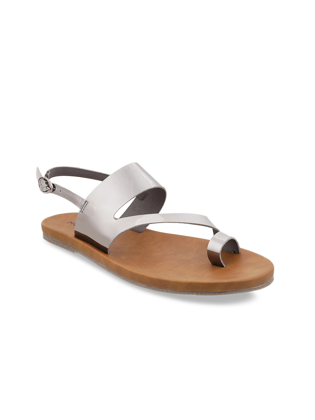 

Mochi Women Grey Solid One Toe Flats