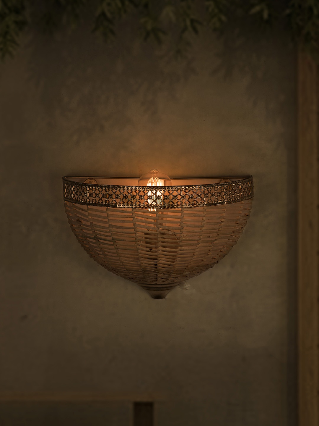 

Fos Lighting Brown Wicker Cane Dome Flush Mount Light