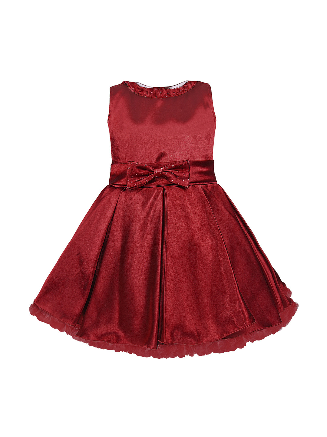 

Wish Karo Girls Maroon Fit and Flare Dress