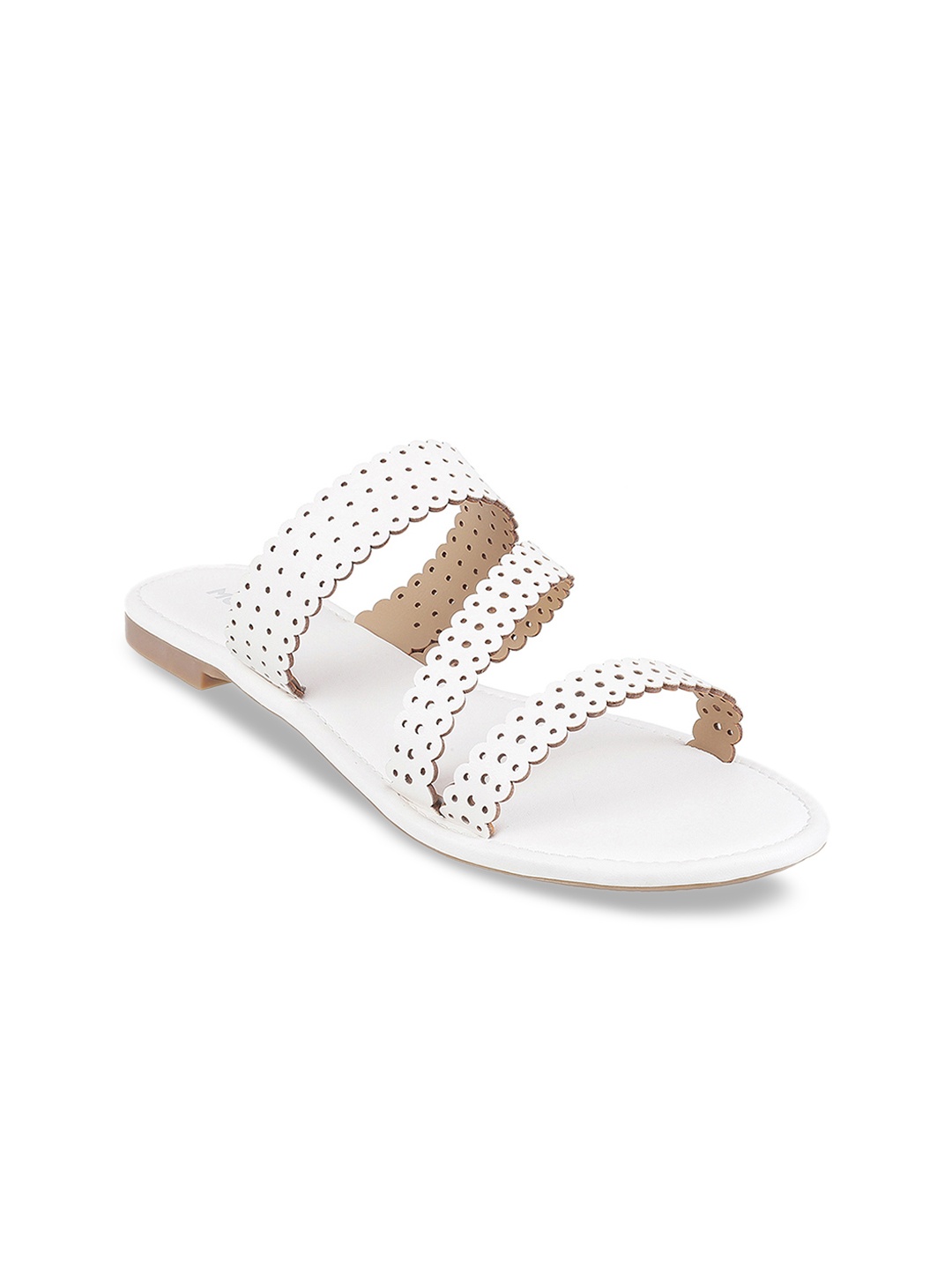 

Mochi Women White Solid Open Toe Flats