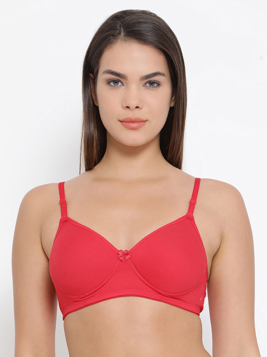 Clovia Cotton Padded Non-Wired Multiway T-Shirt Bra, Red