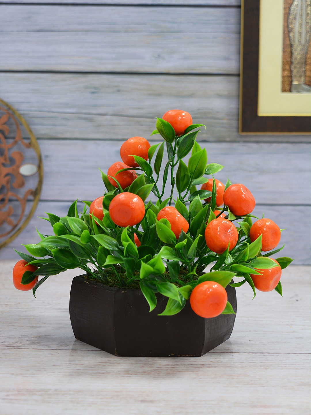 

Fancy Mart Orange & Green Artificial Fruit Bonsai With Pot