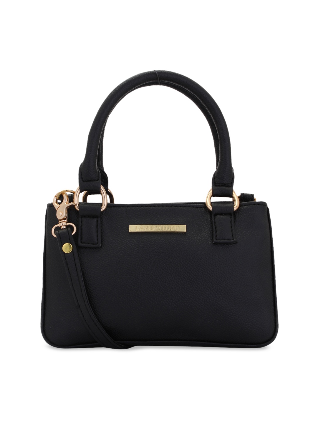 

Lapis O Lupo Black Solid Leatherette Handheld Bag