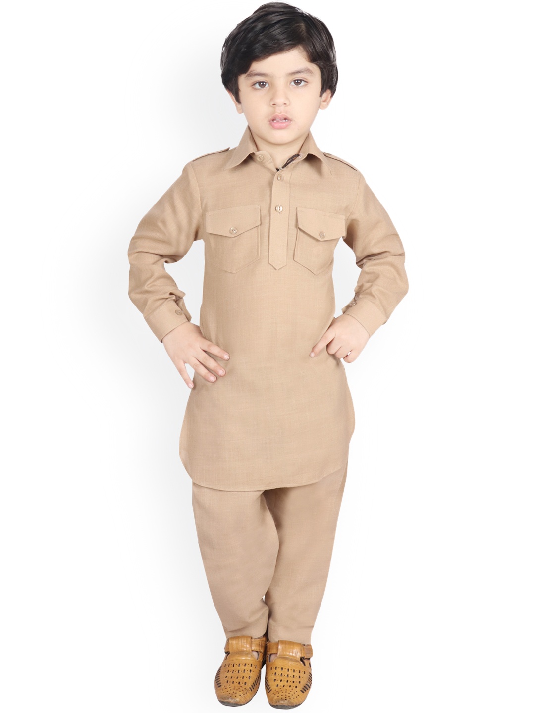 

SG YUVRAJ Boys Beige Solid Kurta with Pyjamas