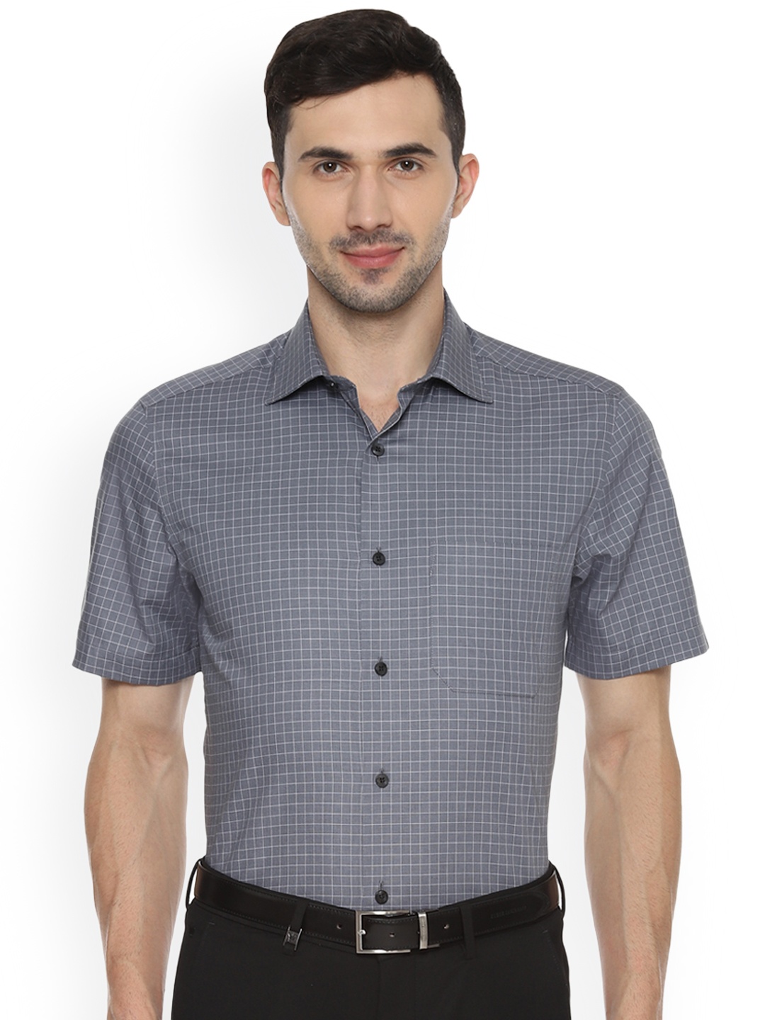 

Louis Philippe Men Grey Classic Regular Fit Checked Formal Shirt