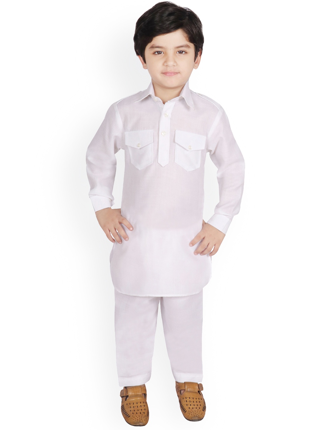 SG YUVRAJ Boys White Solid Kurta with Pyjamas