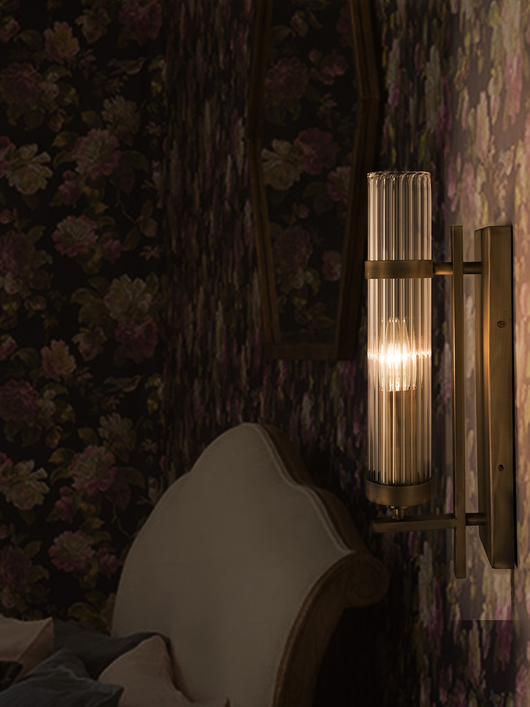 Fos Lighting Gold-Toned & Transparent Textured Flush Mount Light