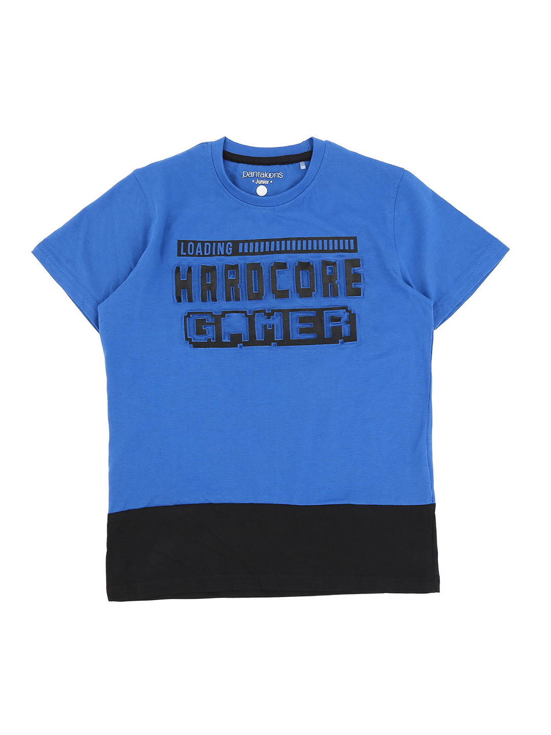 

Pantaloons Junior Boys Blue Printed Round Neck Pure Cotton T-shirt