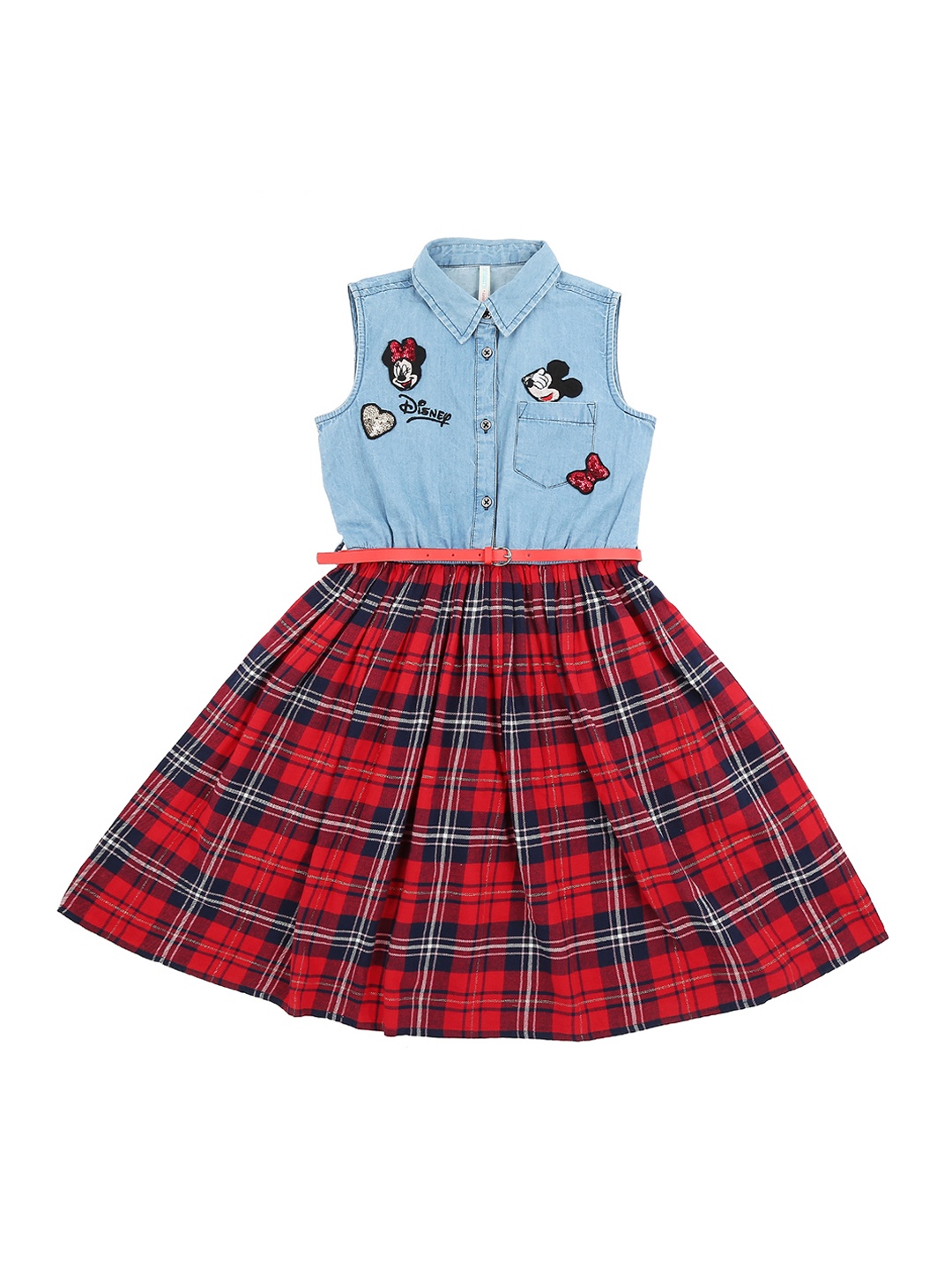 

Pantaloons Junior Girls Blue & Red Shirt Dress