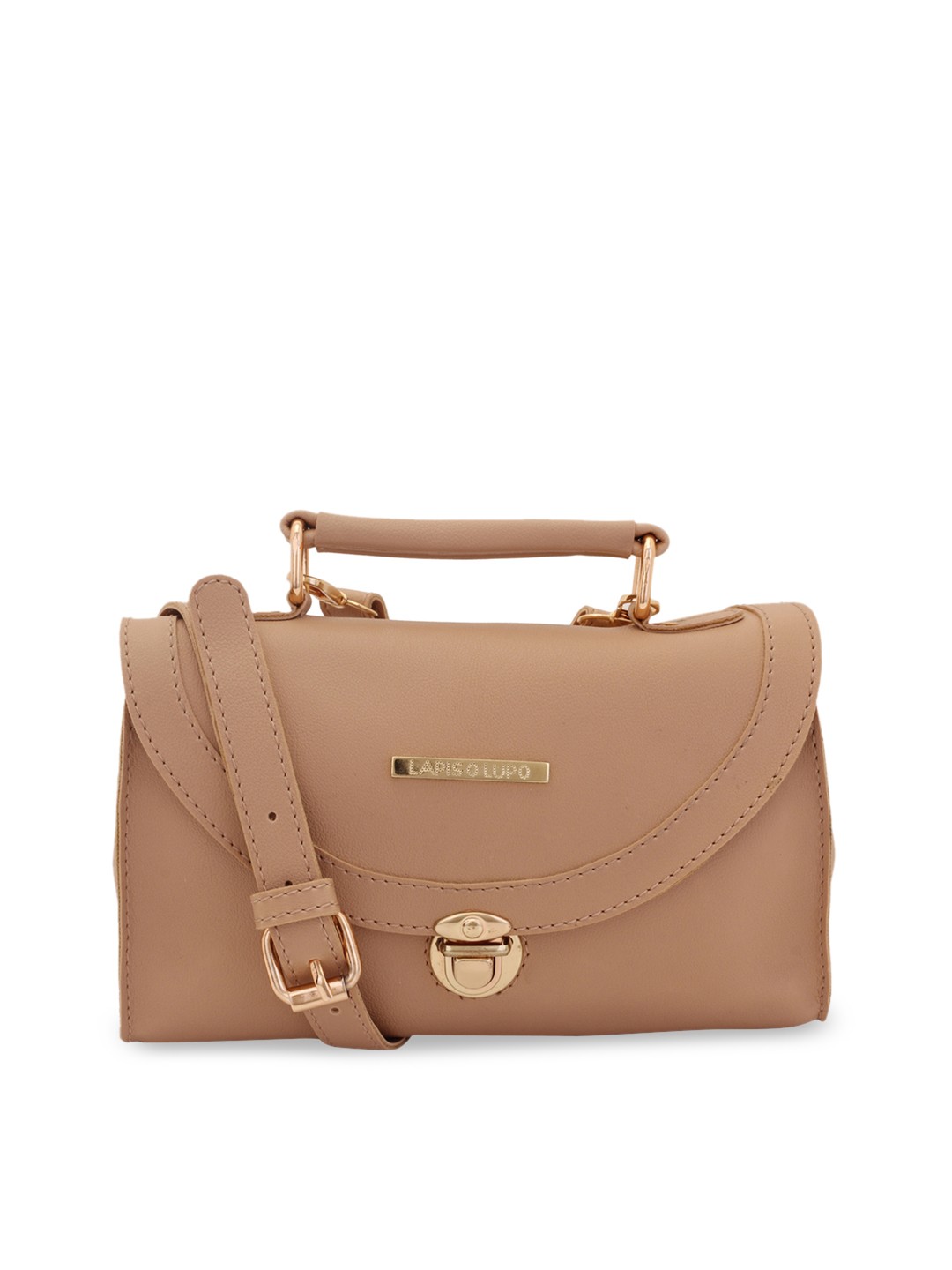 

Lapis O Lupo Women Beige Solid Satchel Bag