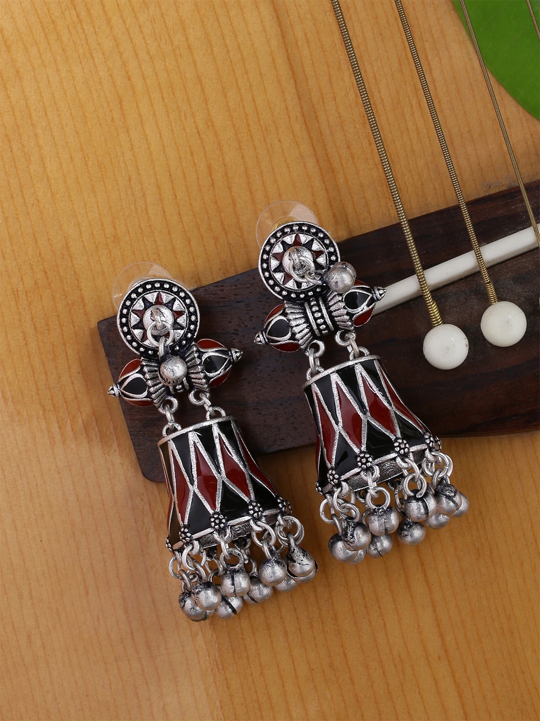 

Voylla Silver-Toned Drop Earrings