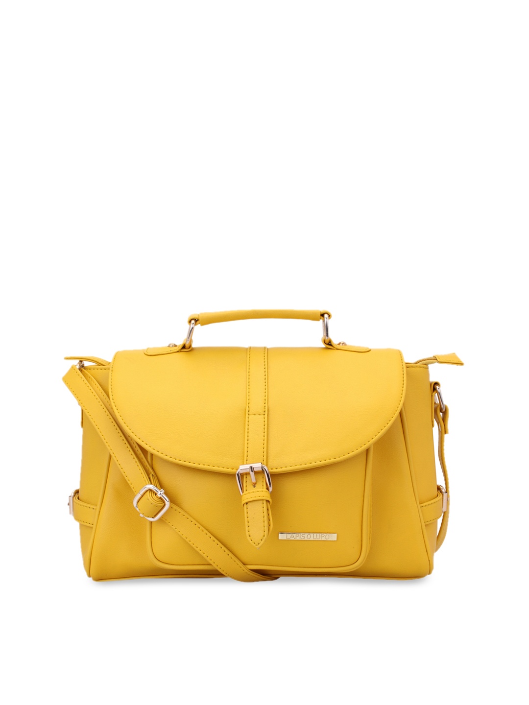 Lapis O Lupo Women Yellow Solid Satchel Bag