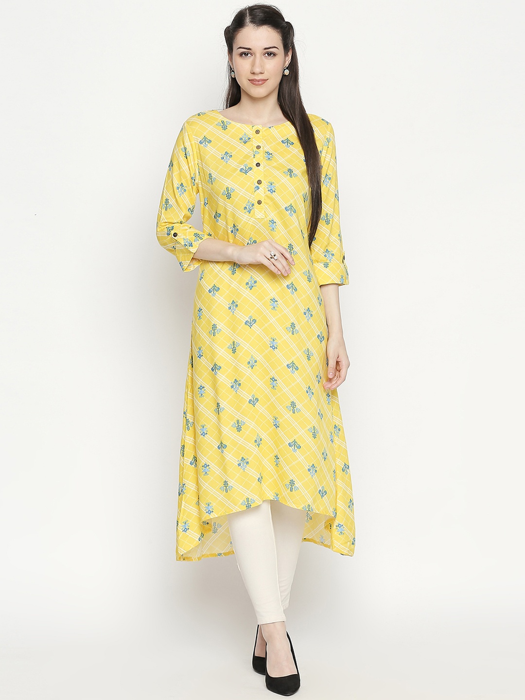 

RANGMANCH BY PANTALOONS Women Yellow Printed A-Line Kurta