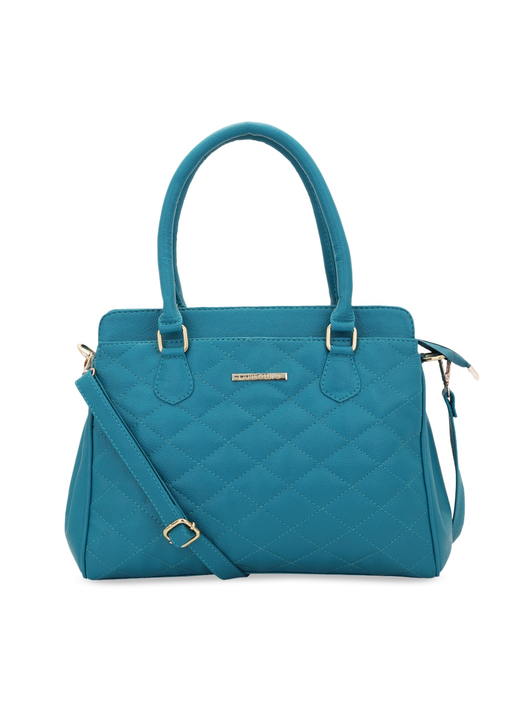 

Lapis O Lupo Women Turquoise Blue Textured Handheld Bag