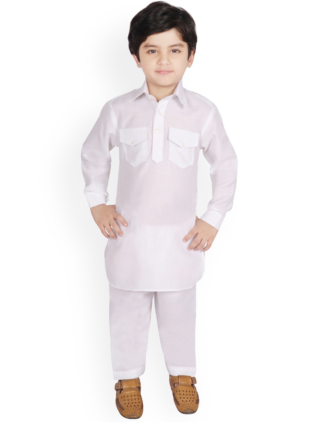 

SG YUVRAJ Boys White Solid Kurta with Pyjamas