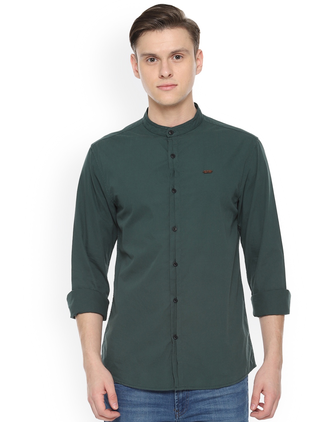 

People Men Green Classic Regular Fit Solid Casual Shirt