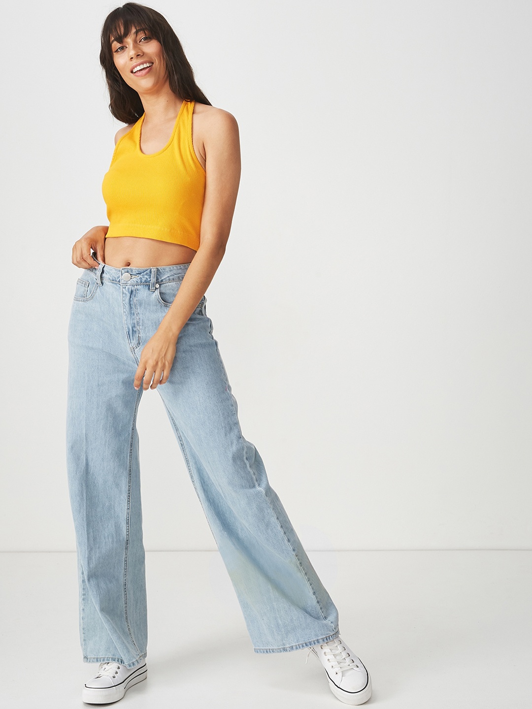 

COTTON ON Women Yellow Solid Fitted Crop Top