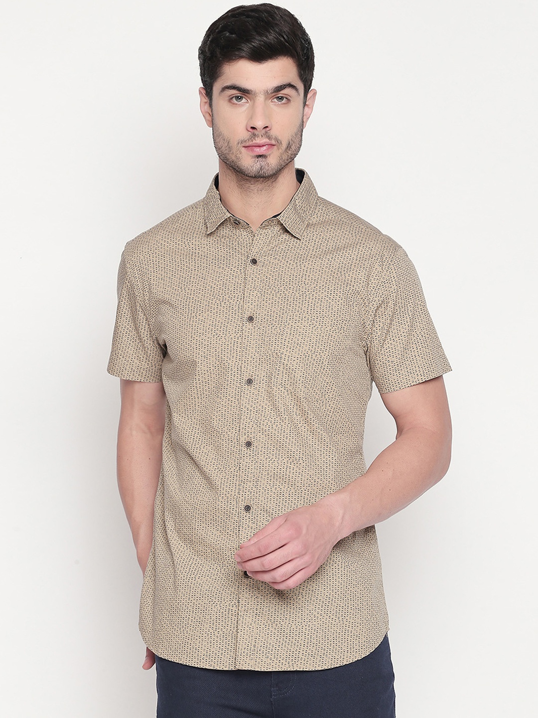 

BYFORD by Pantaloons Men Khaki Slim Fit Printed Casual Shirt