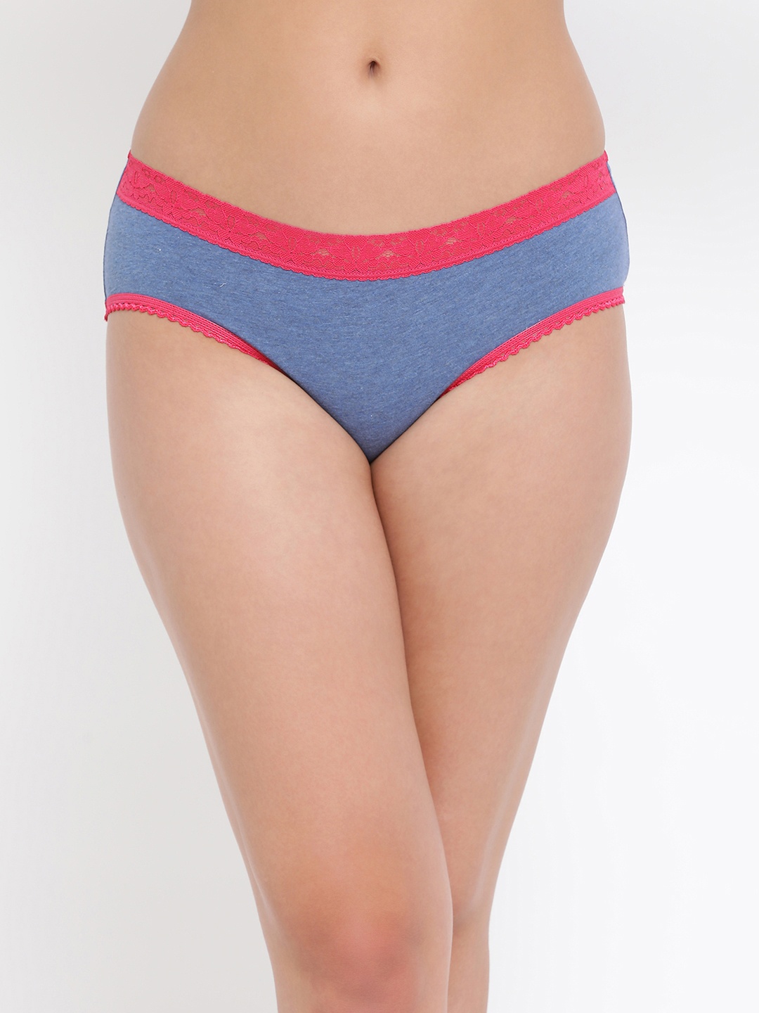 

Clovia Women Blue Solid Mid Rise Lace Hipster Briefs PN3283P03XL