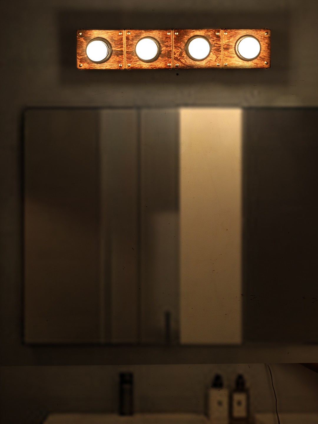 

Fos Lighting Brown Wooden Hollywood Vanity Wall Lamp