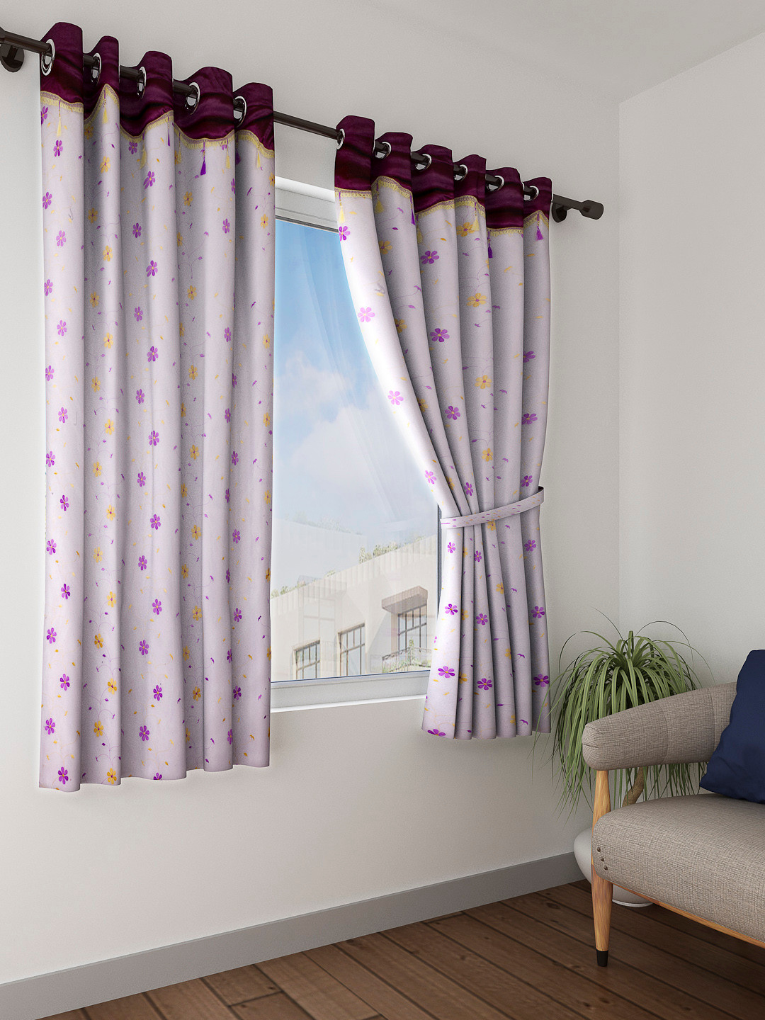 

Cortina Lavender Set of 2 Sheer Window Curtains