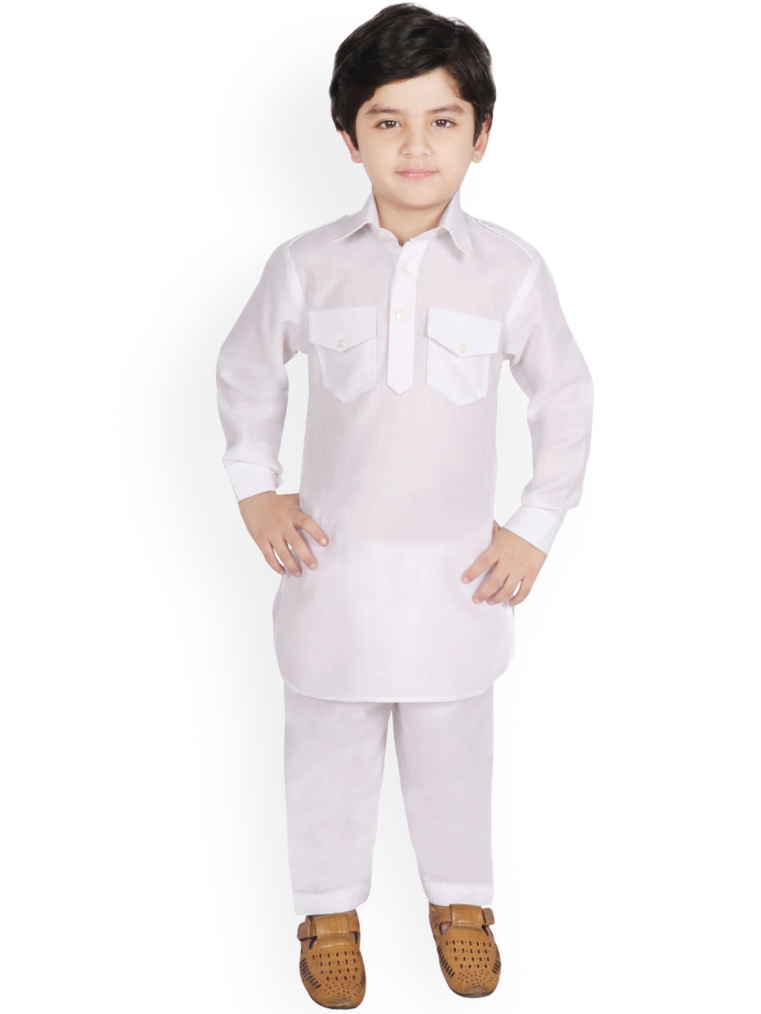 

SG YUVRAJ Boys White Solid Kurta with Pyjamas