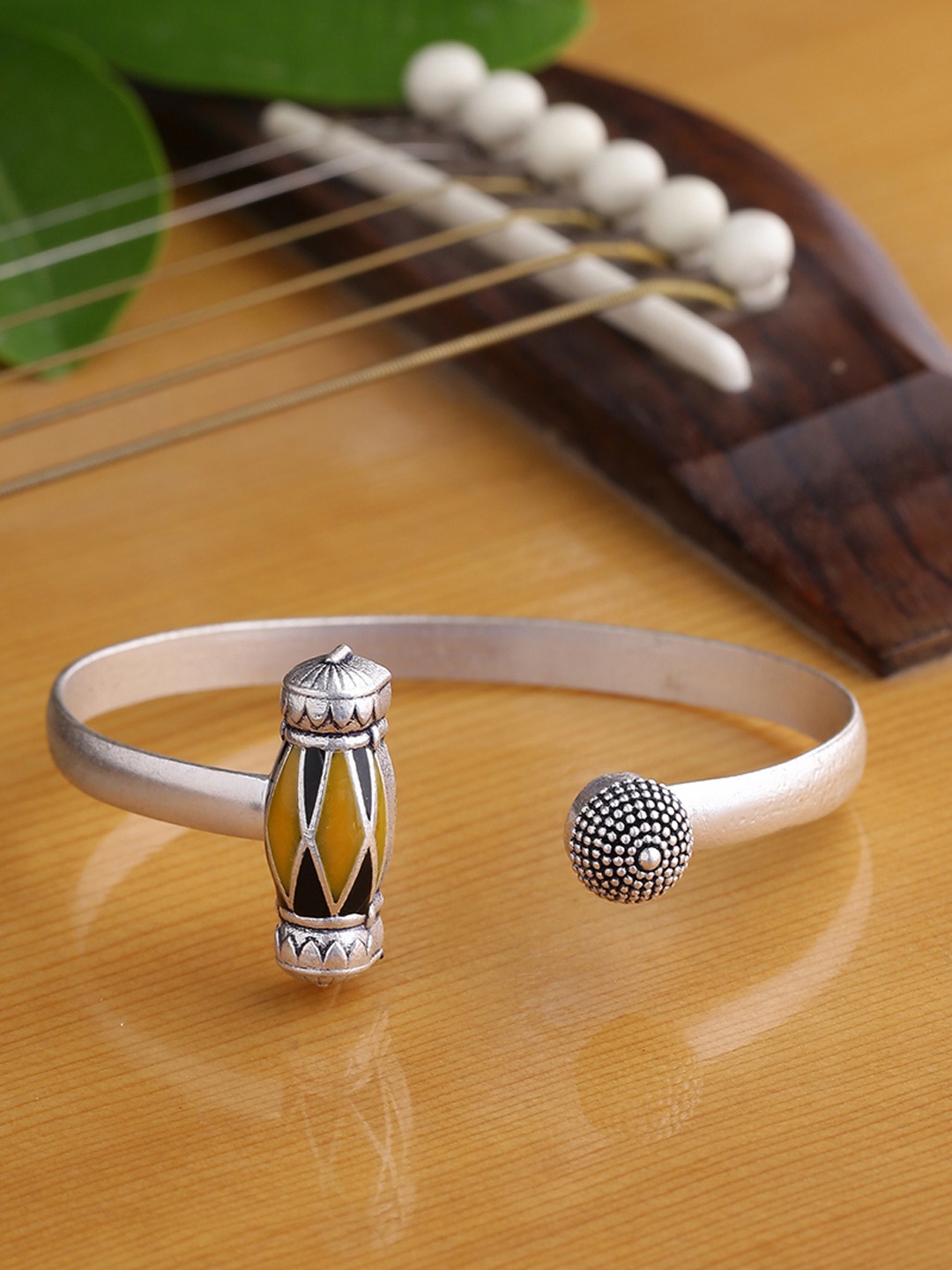 

Voylla Women Silver-Plated Oxidised Cuff Bracelet