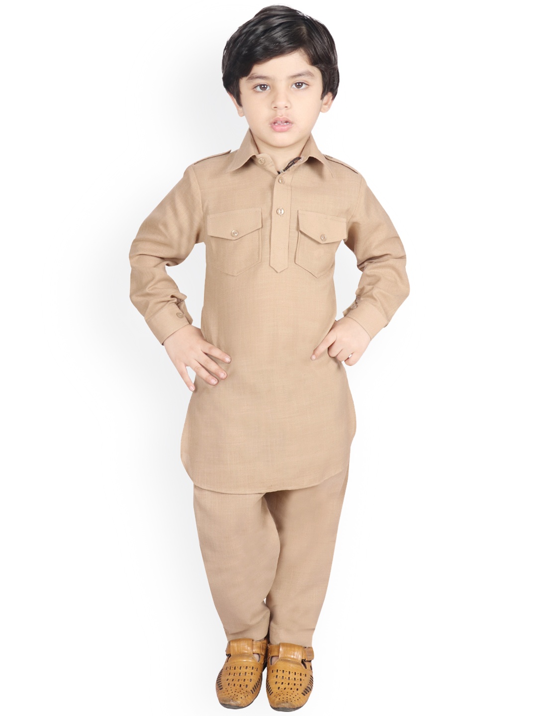 

SG YUVRAJ Boys Beige Solid Kurta with Pyjamas