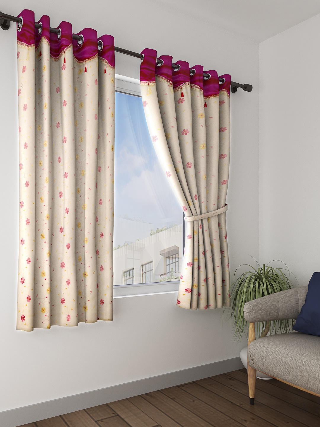 

Cortina Beige Set of 2 Sheer Window Curtains