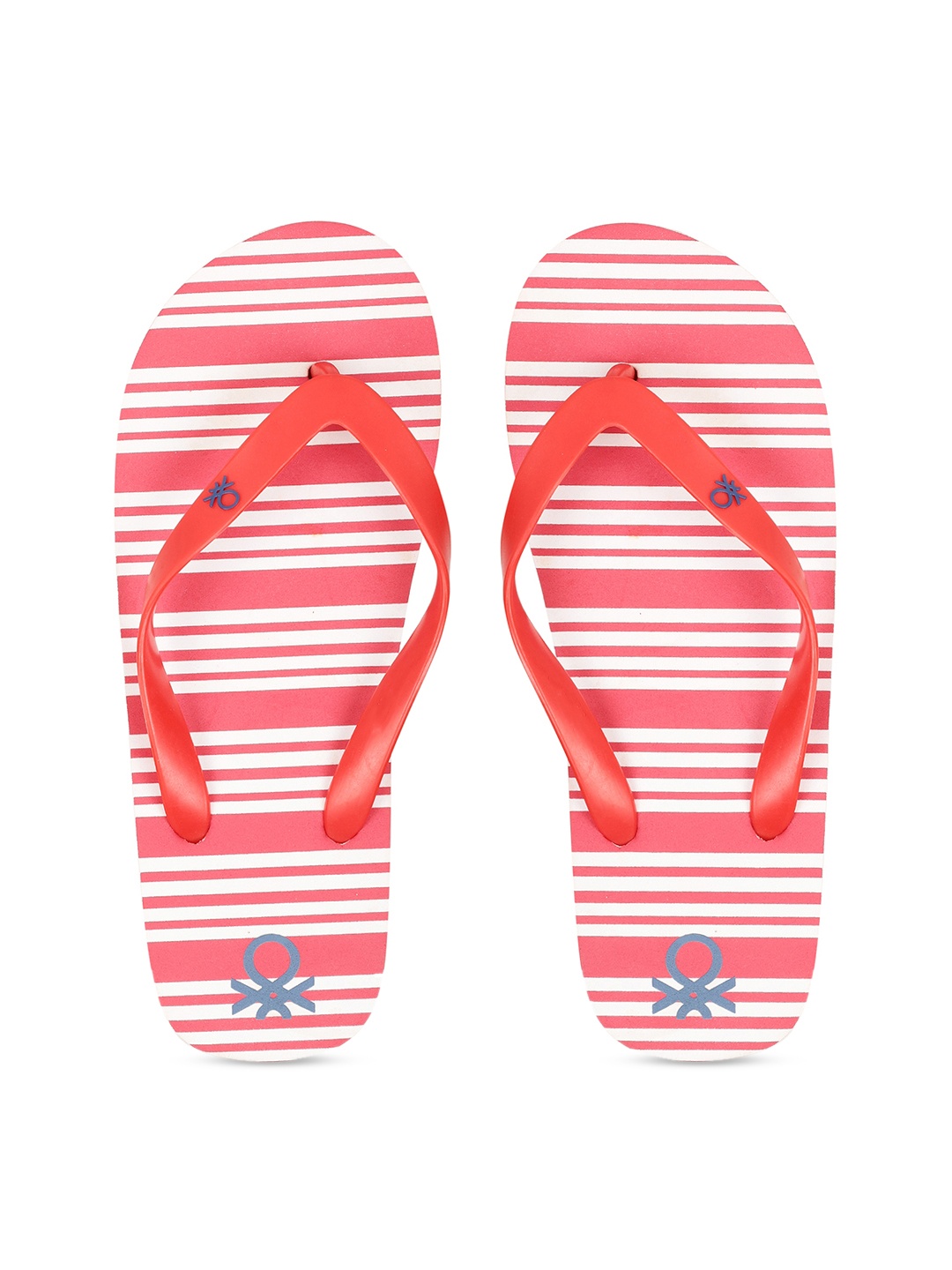 

United Colors of Benetton Men Red & White Striped Thong Flip-Flops