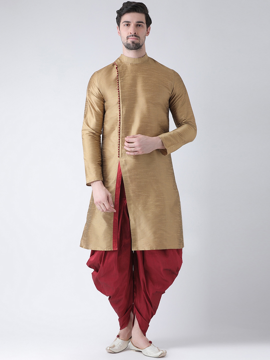 

DEYANN Men Brown & Red Self Design Kurta with Patiala