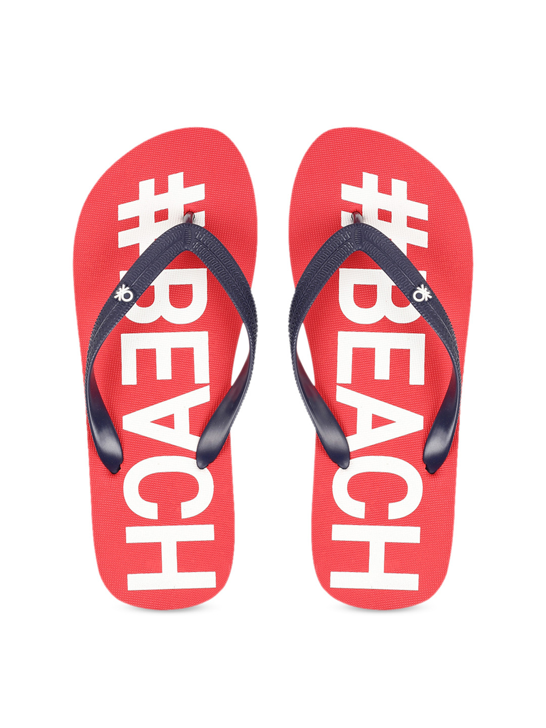 

United Colors of Benetton Men Red & White Printed Thong Flip-Flops