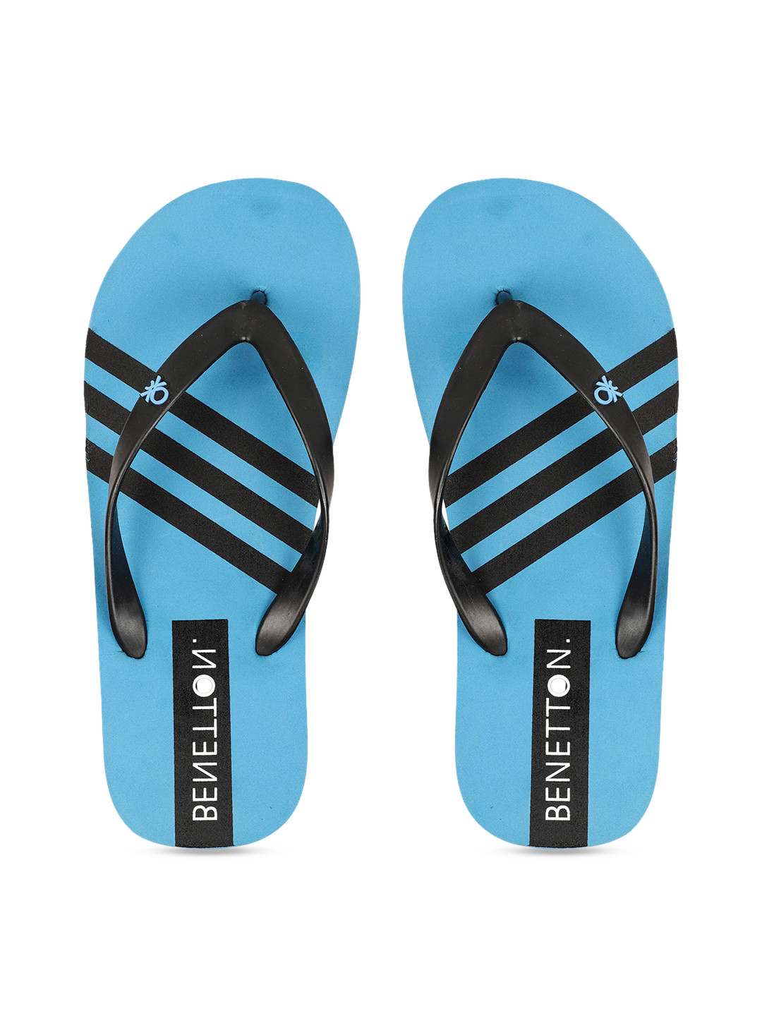 

United Colors of Benetton Men Blue & Black Striped Thong Flip-Flops