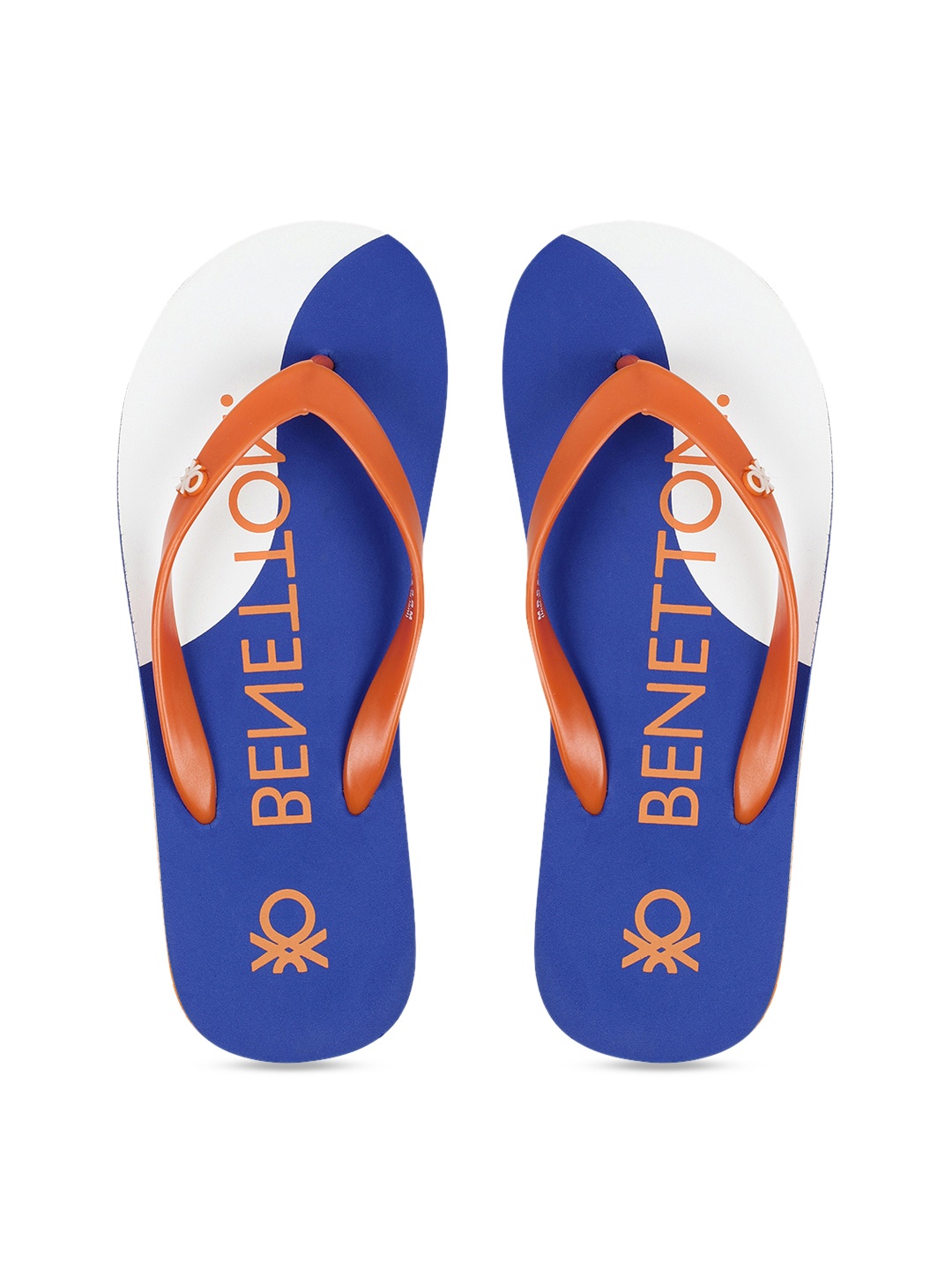 

United Colors of Benetton Men Blue & Orange Printed Thong Flip-Flops