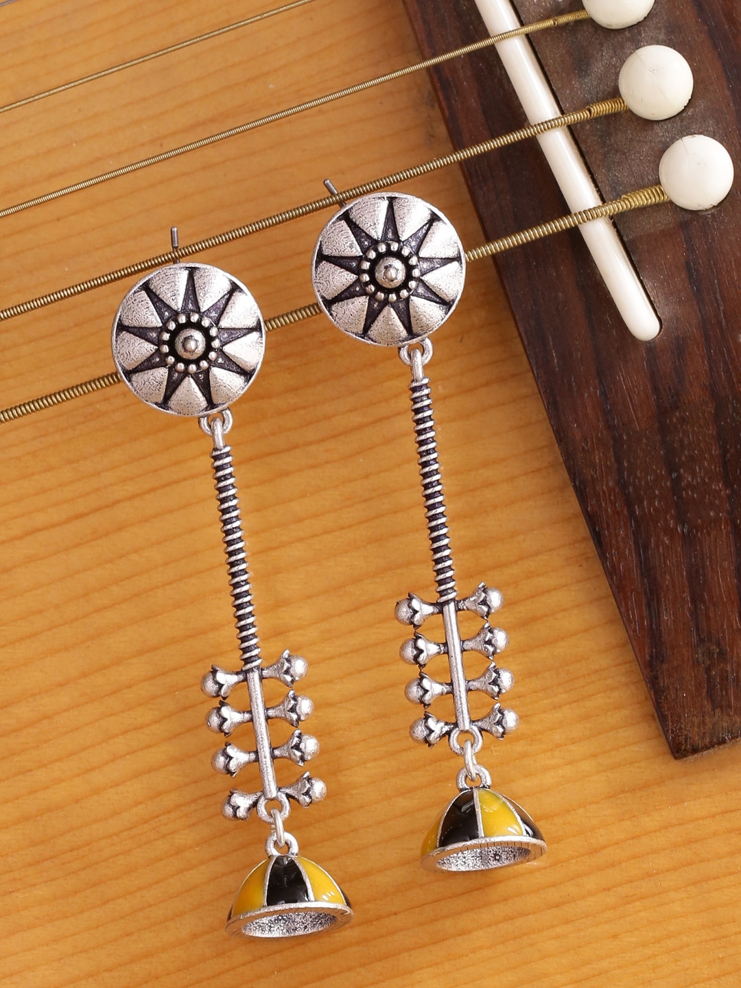 

Voylla Silver-Toned Drop Earrings