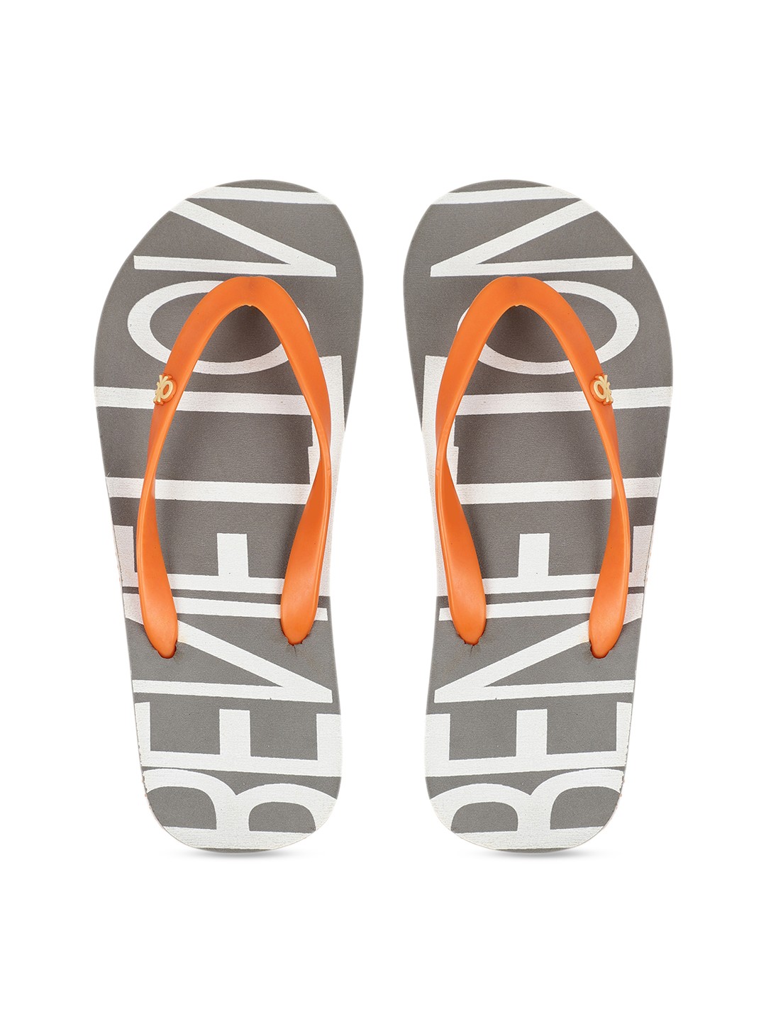 

United Colors of Benetton Men Grey & Orange Printed Thong Flip-Flops