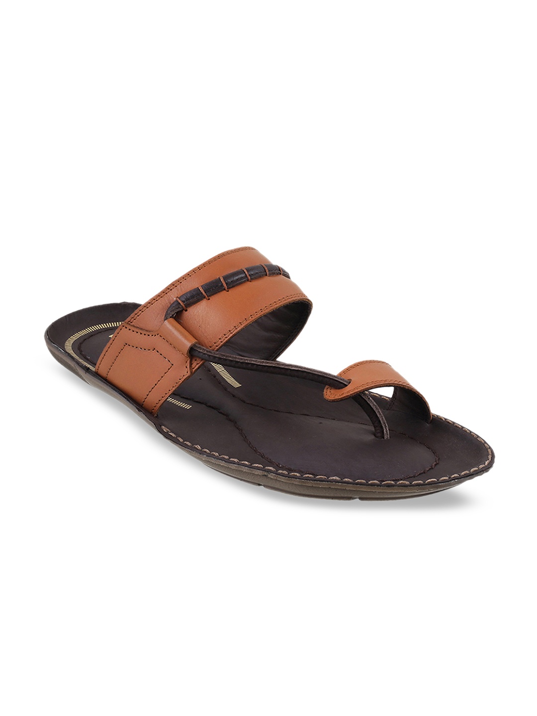 

DAVINCHI Men Tan Leather Sandals