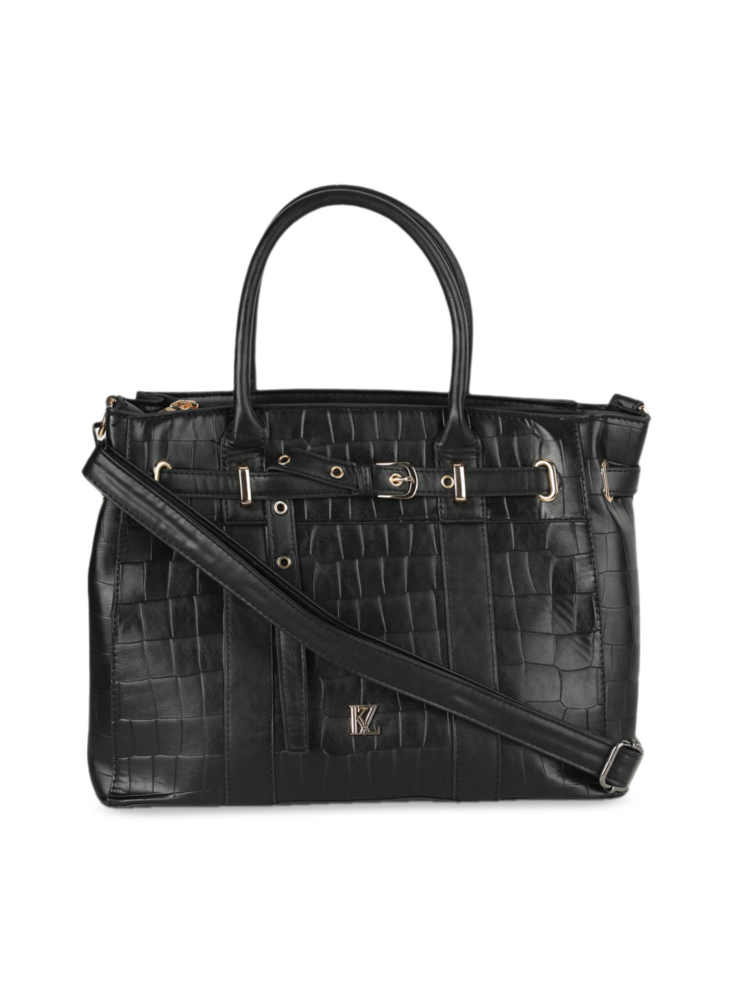 

Kazo Black Textured Handheld Bag