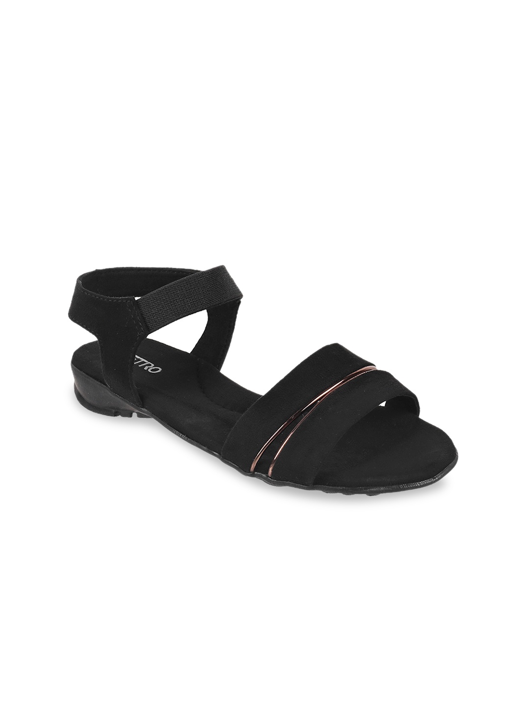 

Metro Women Black Solid Open Toe Flats