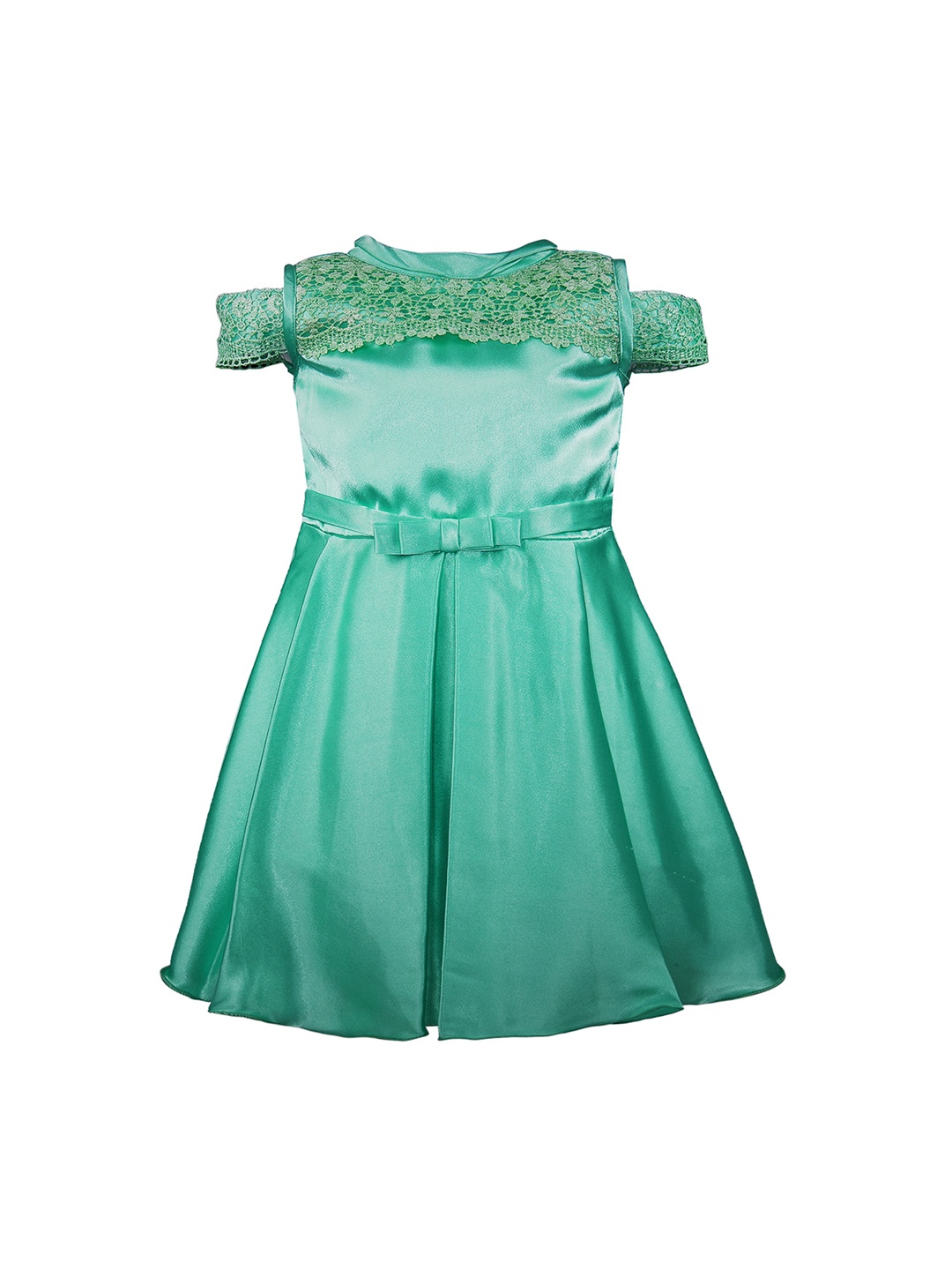 

Wish Karo Girls Sea Green Solid Fit and Flare Dress