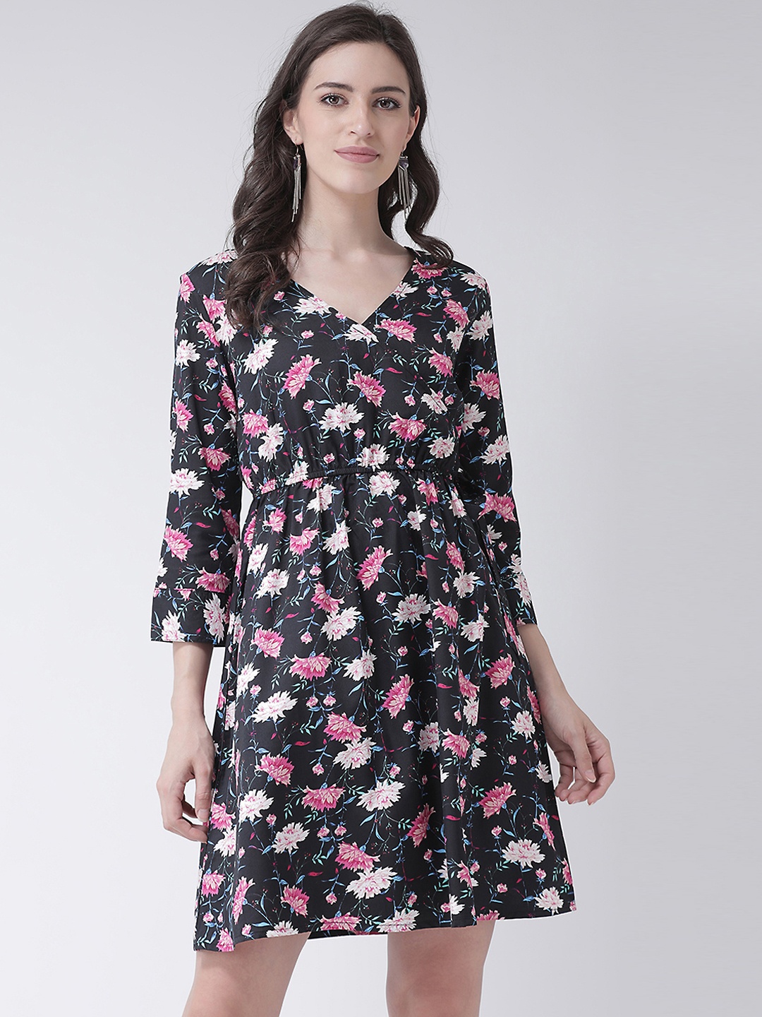 

MsFQ Women Black Printed Empire Dress