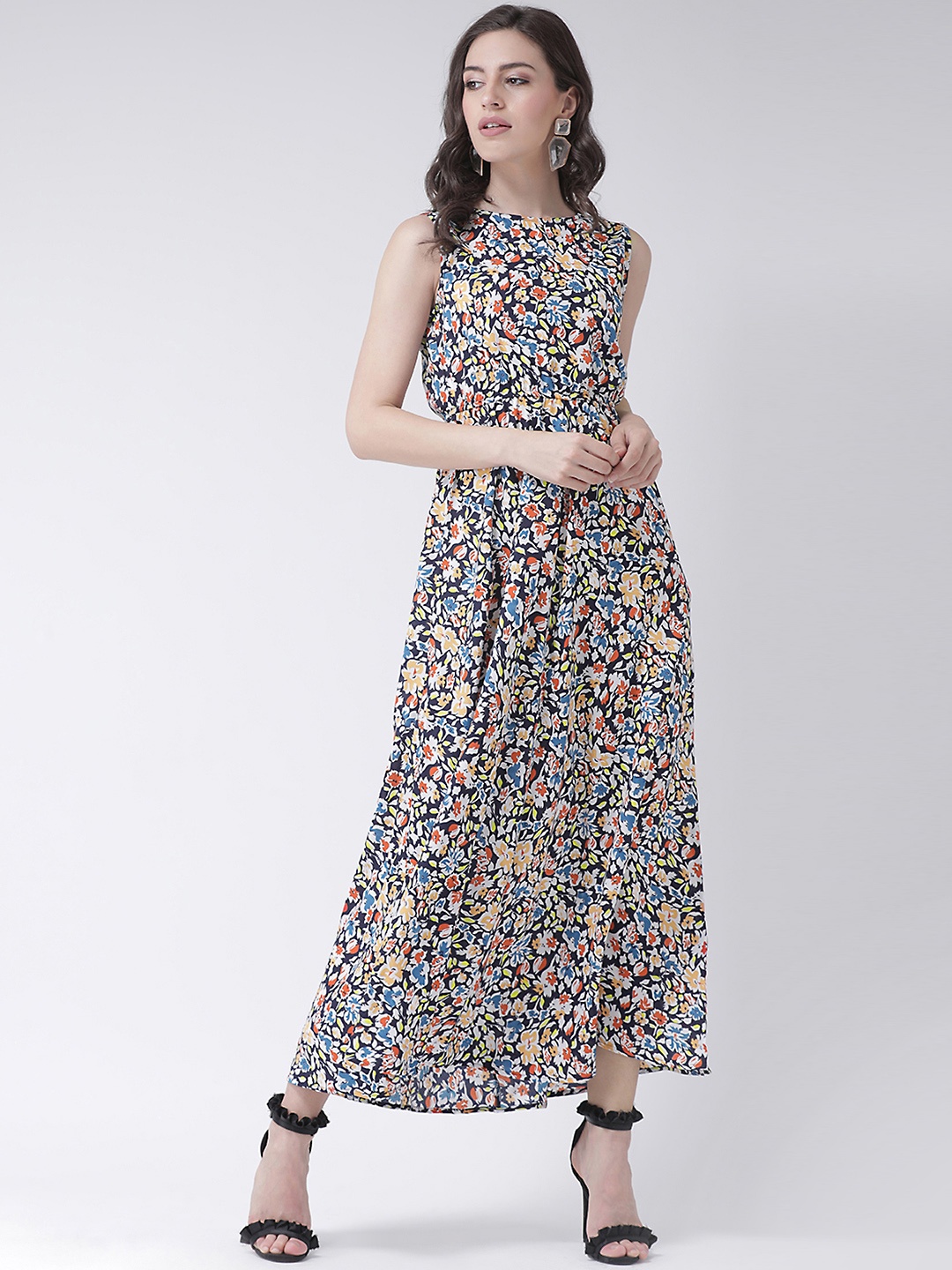 

MsFQ Women Multicoloured Floral Print Empire Dress, Multi