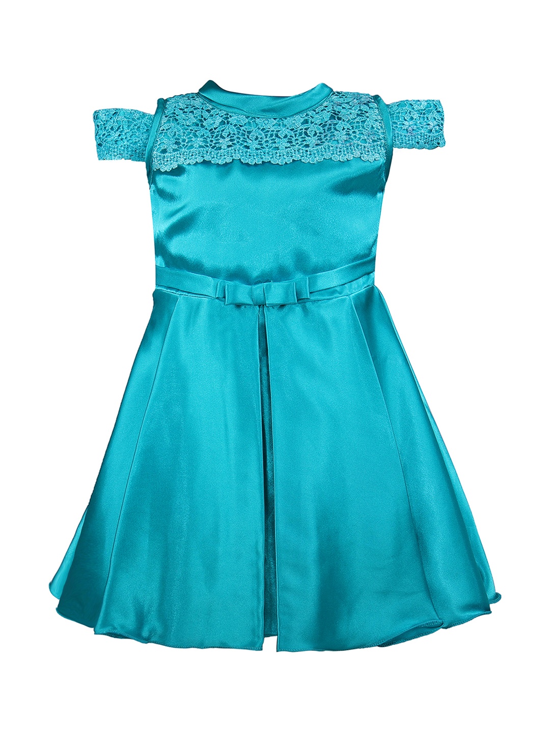 

Wish Karo Girls Teal Blue Solid Fit and Flare Dress