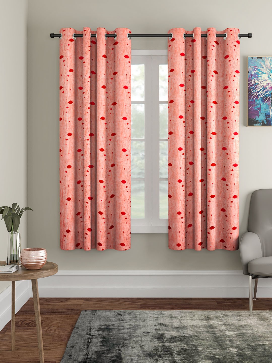 

Cortina Peach-Coloured Set of 2 Window Curtains