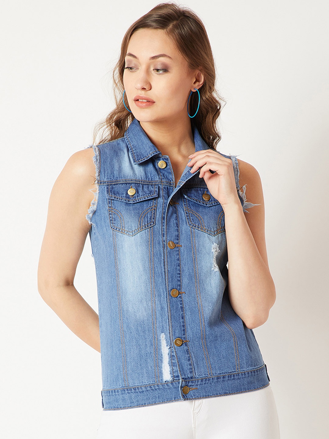 

Miss Chase Women Blue Solid Denim Jacket