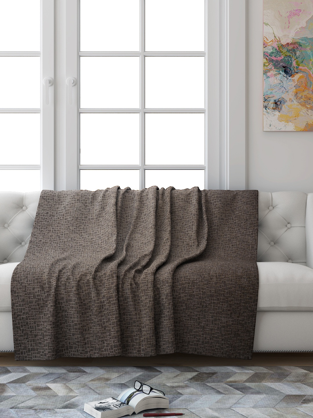

Saral Home Beige Printed 3 Seater Tufted Sofa Throw