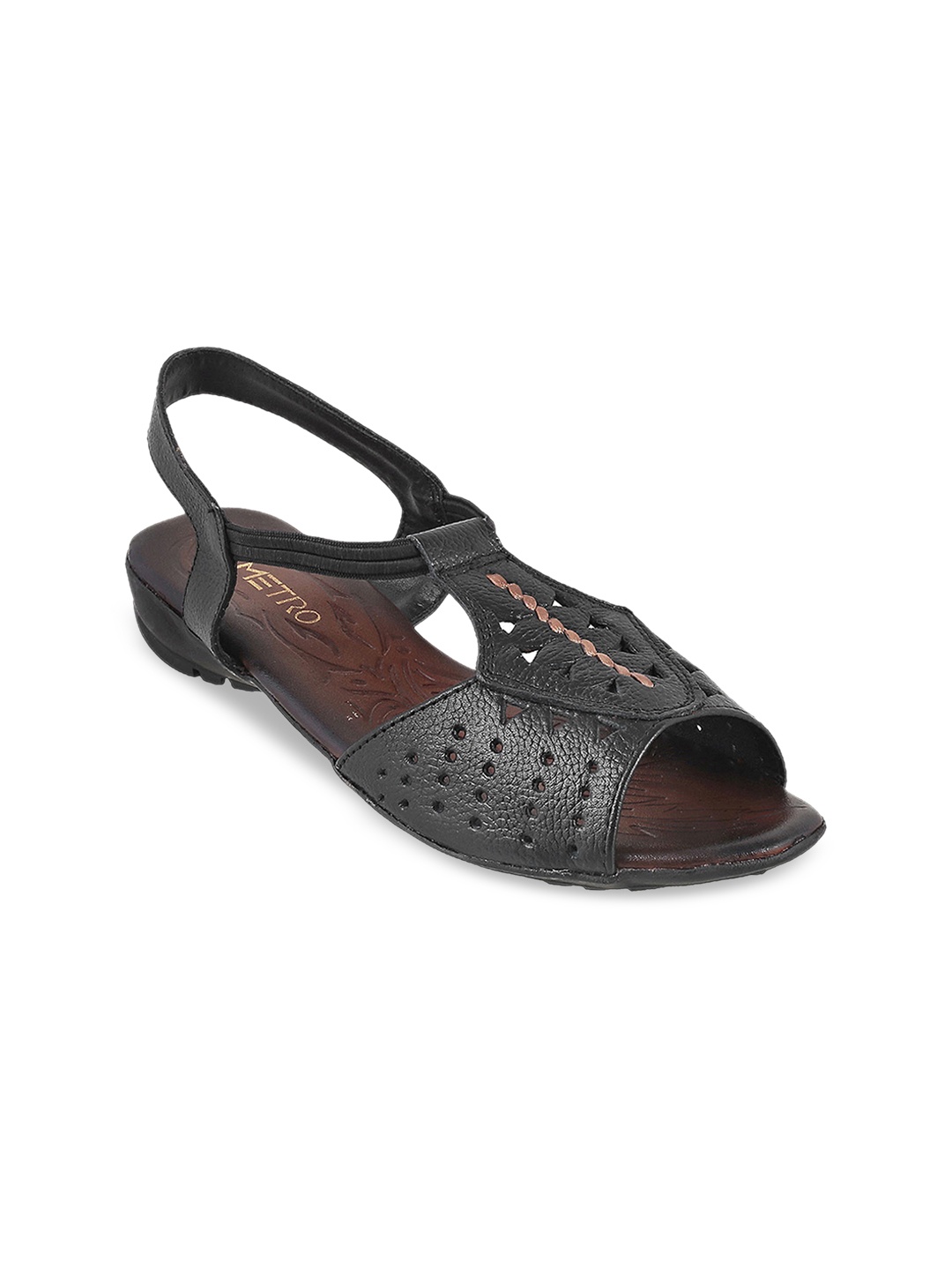 

Metro Women Black Solid Open Toe Flats